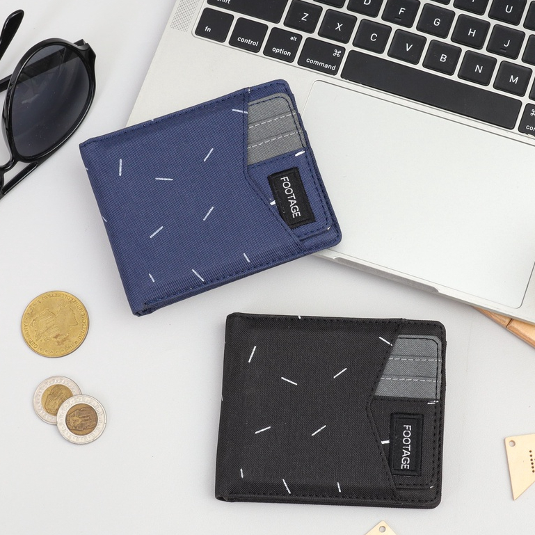 Dompet Pria Lipat Bifold Kanvas + Cardholder Anti Air Wallet Cowok Laki Laki Footage DP-05 Springkle