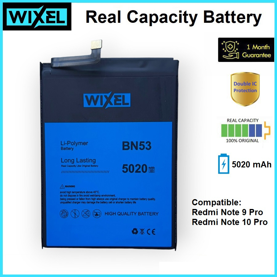 WIXEL Baterai XiaoMi BN53 Redmi Note 9 Pro / Note 10 Pro Batre Batrai Battery HP Handphone Original Ori BN 53 Double Power