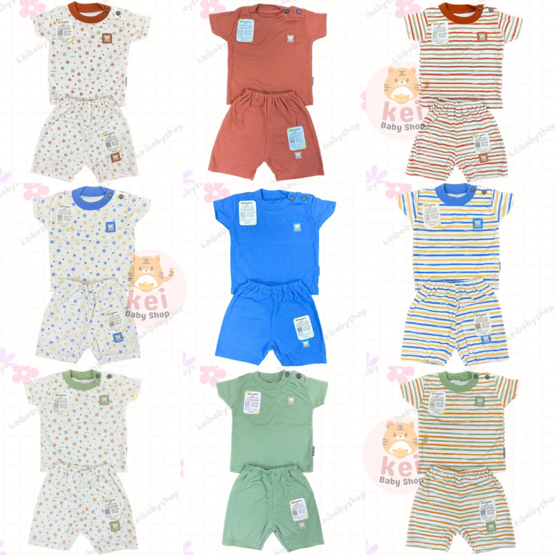 Fluffy Setelan Oblong Pendek Celana Pendek 1 2 3 - Setelan Baju Bayi Fluffy