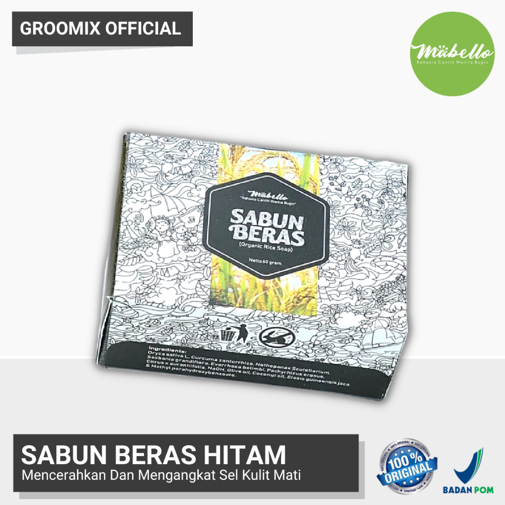 Sabun Herbal Beras Hitam Mabello Sabun Wajah Bedda Lotong Mencerahkan Wajah Mengatasi Jerawat Komedo Flek HItam M1