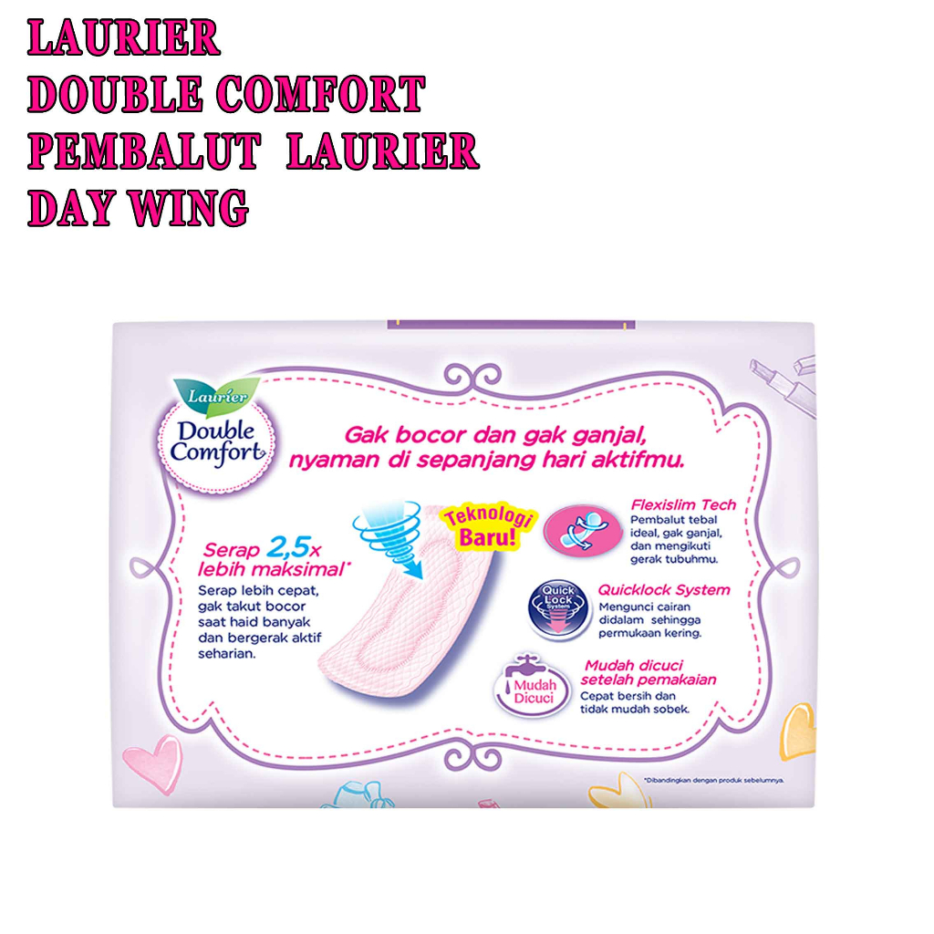 Pembalut laurier* Laurier Double Comfort* Day Wing 22cm* Isi 18 buah