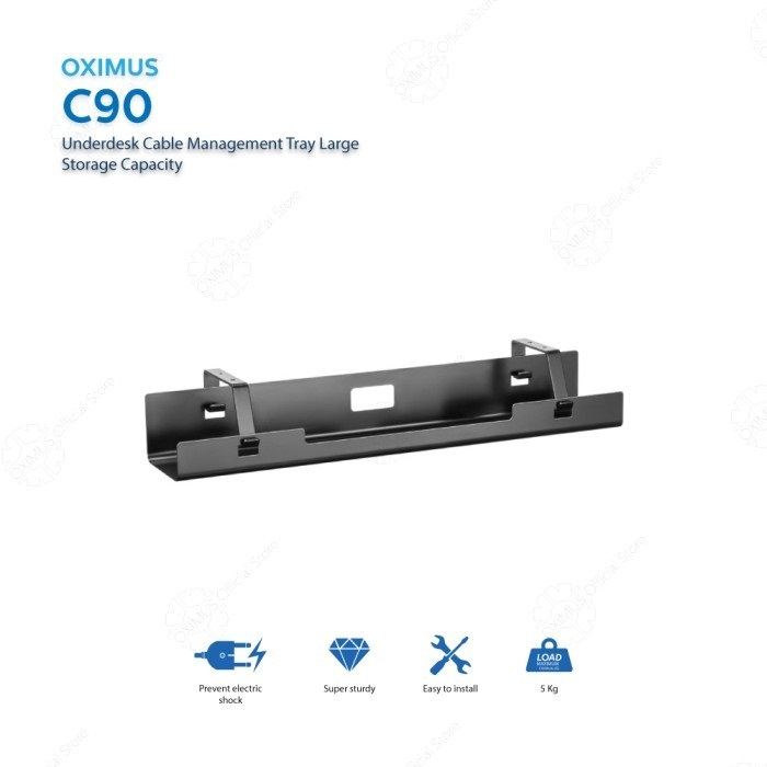 OXIMUS C90 Underdesk Cable Management Tray Large Storage Capacity