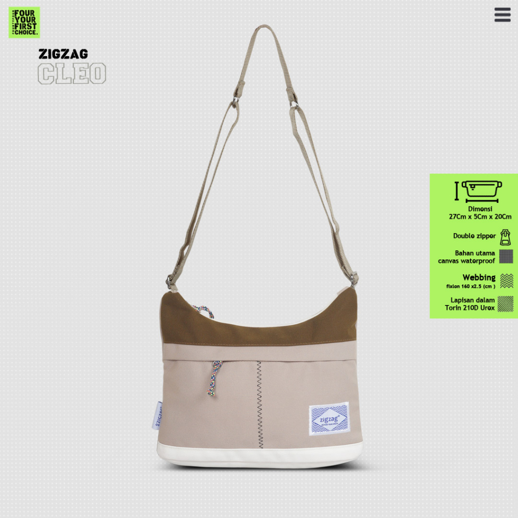 ZIGZAG Cleeo - Slingbag Wanita - Pria / Tas Slempang Kanvas Premium