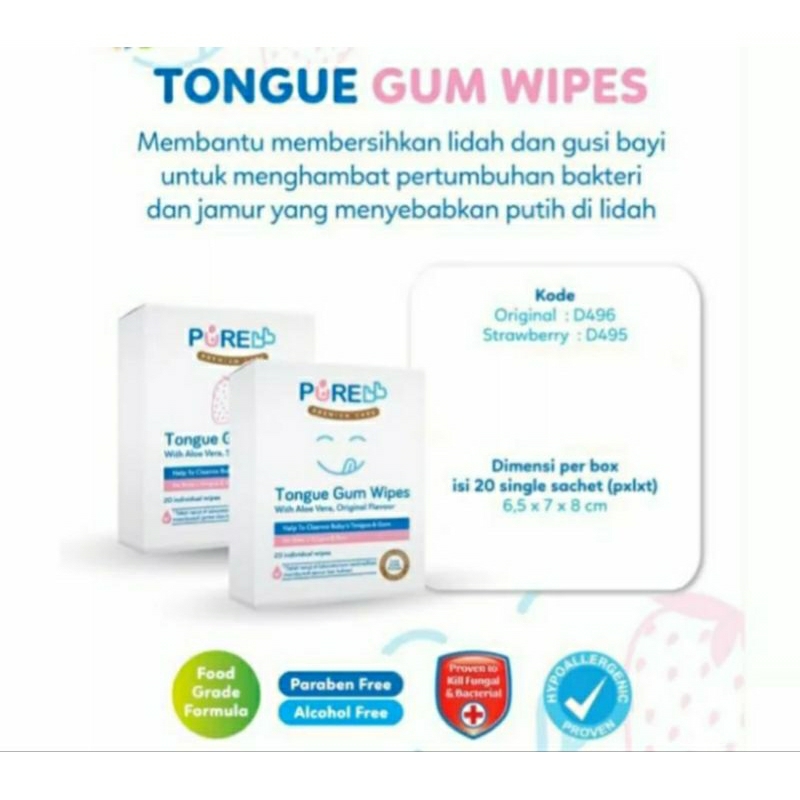 PureBB Tongue Gum Wipes || Tisu Basah Untuk Gusi dan Lidah Bayi EXP FEB 2025