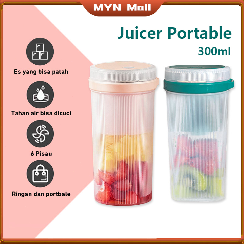 MYN Mall Blender Portable/300ML Juicer Portable/Blender jus/Blender Mini Portable/USB Juicer/Juicing Cup/Rechargeable Juicer Portable/Blender Jus Buah