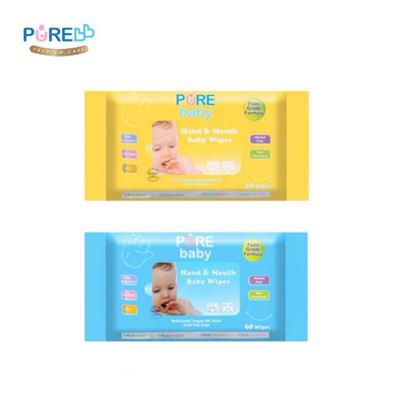 Makassar ! Tissue Basah Pure Baby Wipes Hand and Mouth 60s