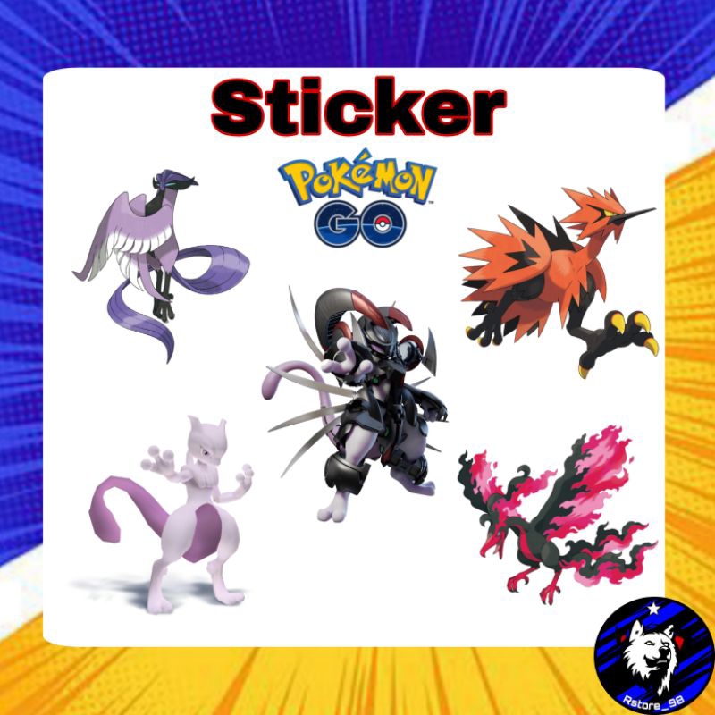 Sticker Stiker Pokemon Go Mewtwo Zapdos Articuno Moltres Legendary Galar