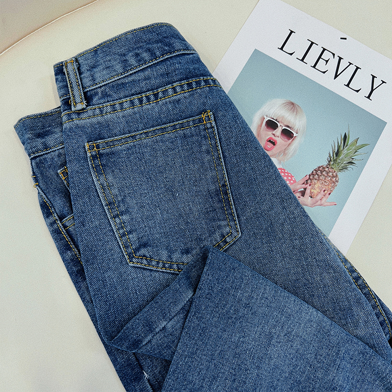 EUNII Boyfriend Celana Jeans Wanita Kaki Lebar Terbaru Loose Highwaist Denim Korean Style