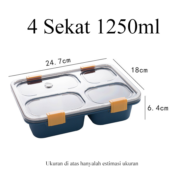 [1KG 4PCS] Babyland Kotak Makan 4 Grid Dengan Dengan Kotak Sup Dan Sendok Gratis lunch box 1250ml BPA Free VS