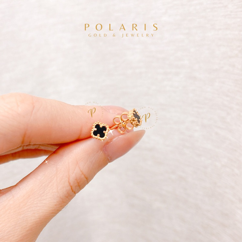 Set Perhiasan Bunga Gold Hitam 16K