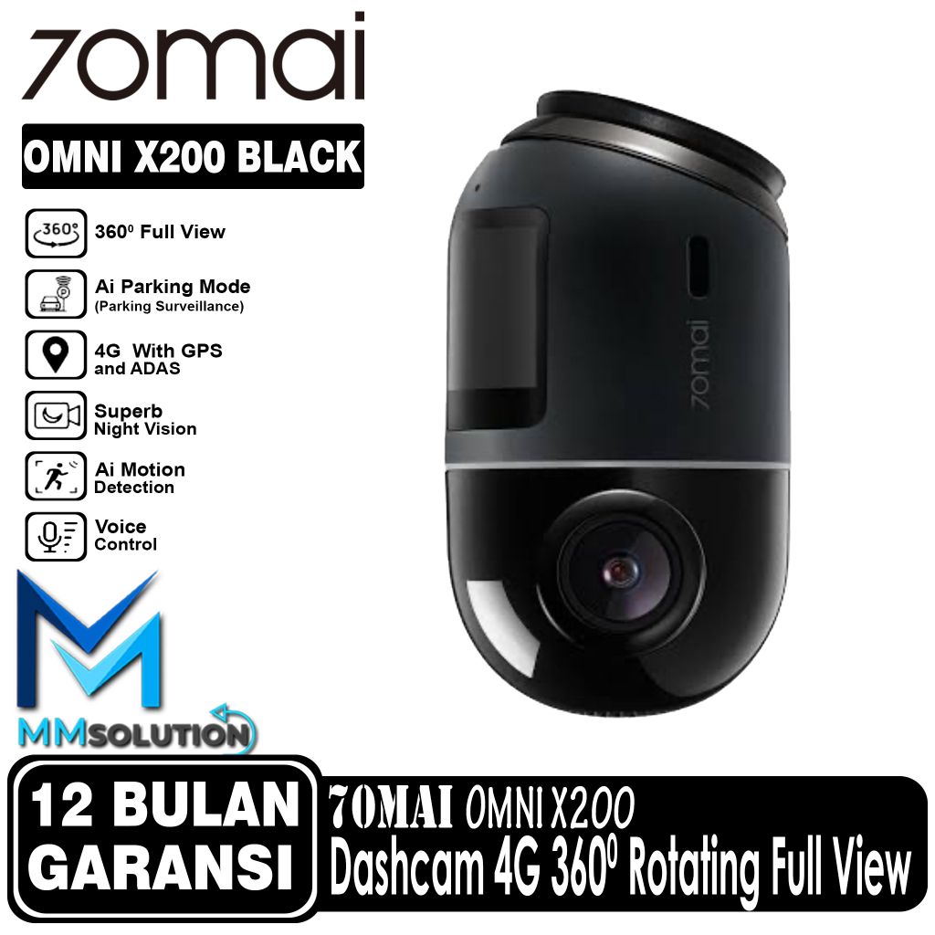 70mai Dash Cam OMNI X200 360° Full View 4G Connect HD 1080P FOV 140°