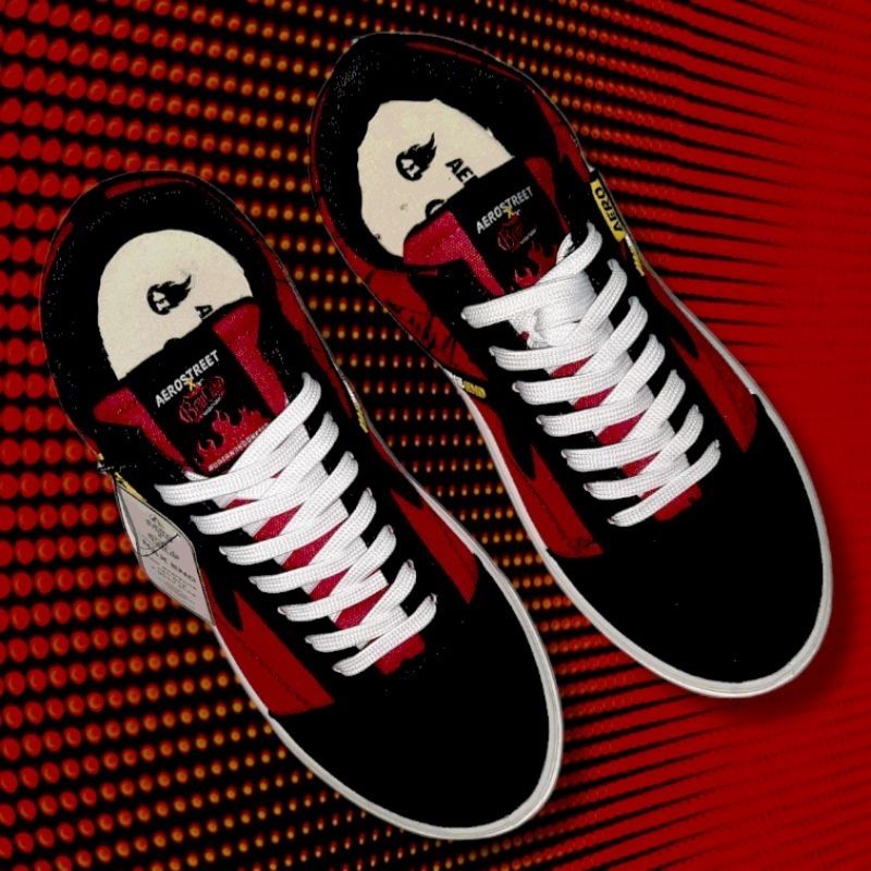 Aerostreet x Boncabe uk. 41 Max End Merah Hitam - Sepatu Sneakers Casual Pria Wanita Aero Street