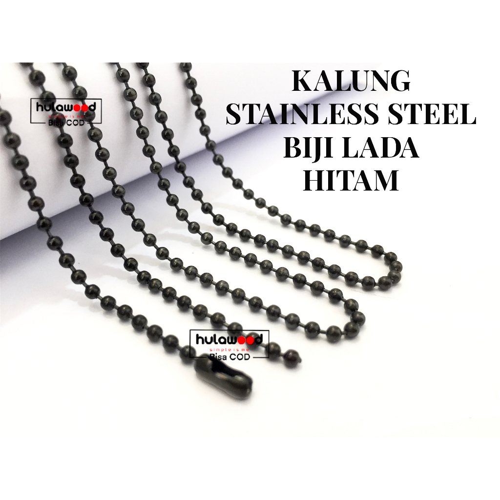 Kalung Rantai MCI Kalung Titanium Biji Bambu Hitam Stainless 316L Anti Karat