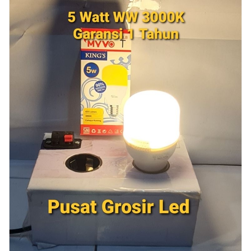 Lampu Led MYVO KING'S 5 Watt 5W Cahaya Putih 6500K &amp; Cahaya Kuning 3000K Garansi 1 Tahun