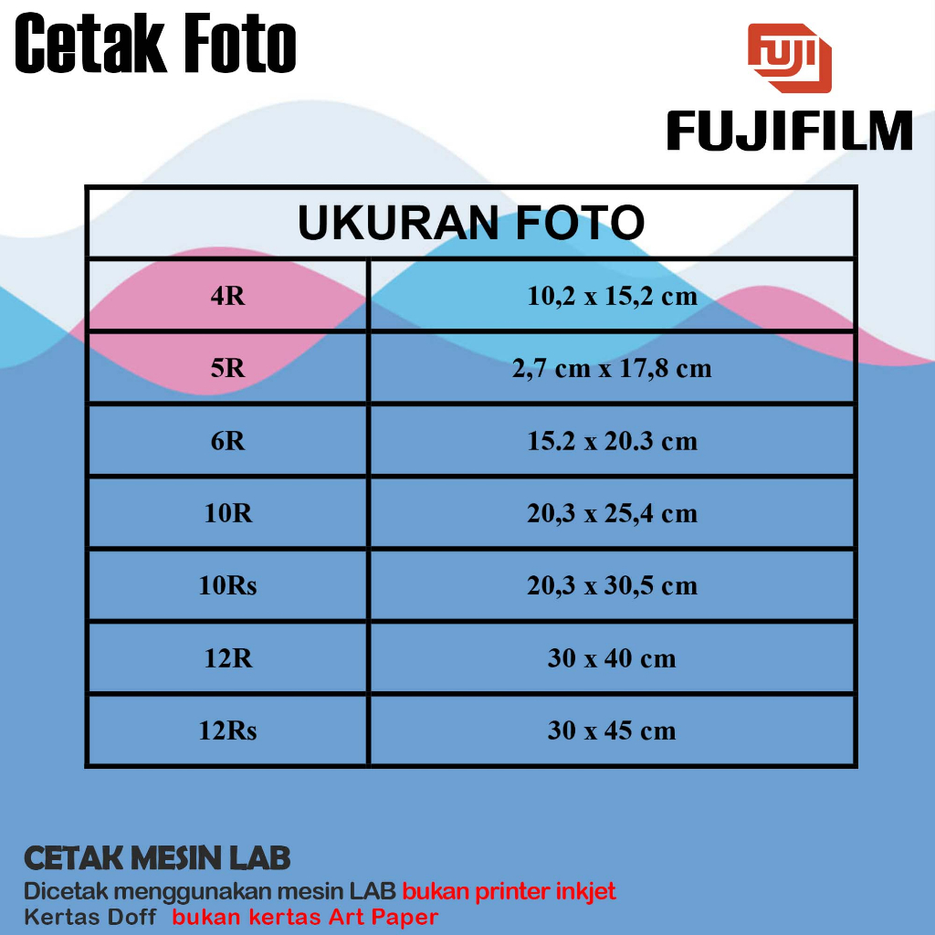 Cetak Foto bahan doff  5R | 6R | 10R | 10RS  Cetak Lab