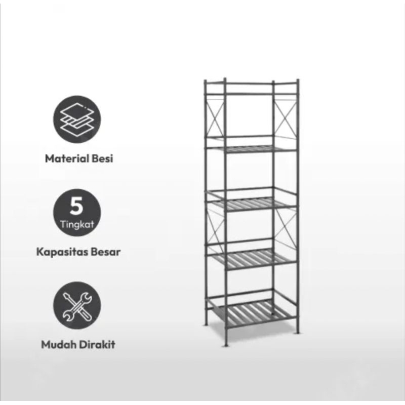 Rak Penyimpanan 5 Tingkat 41x32x131cm/Rak Serbaguna/Storage Shelf