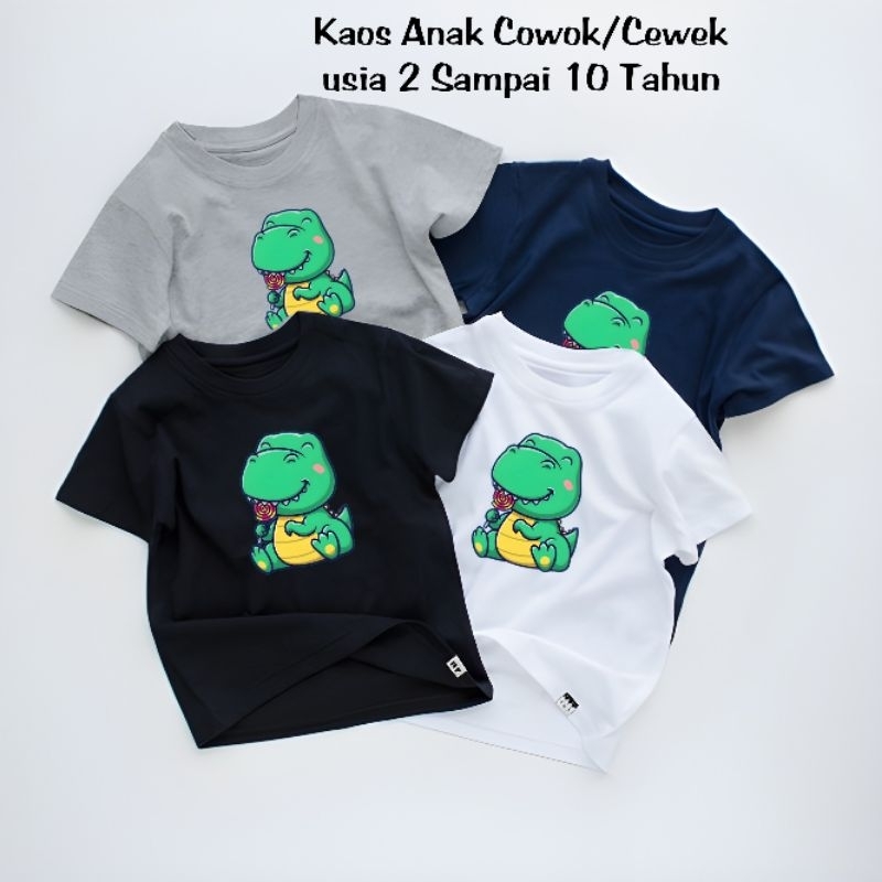 Dunia.Oblong - Kaos Anak Laki Laki Dan Perempuan Dino hijau Baju Anak Cowok &amp; Cewek Kaos Distro Anak Usia 2-10 Tahun