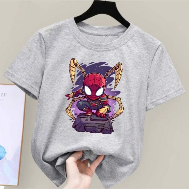 (Dunia.Oblong) Kaos Anak Laki Laki &amp; Perempuan Amazing Spider Kaos Anak Unisex Usia 2-10 Tahun Baju Anak Cowok