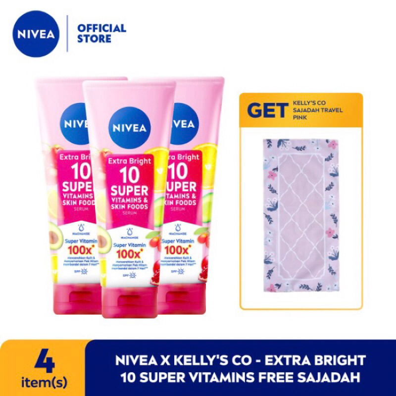 LIMITED EDITION NIVEA X KELLY's Co NIVEA Extra Bright 10 Super vitamins (FREE SAJADAH)