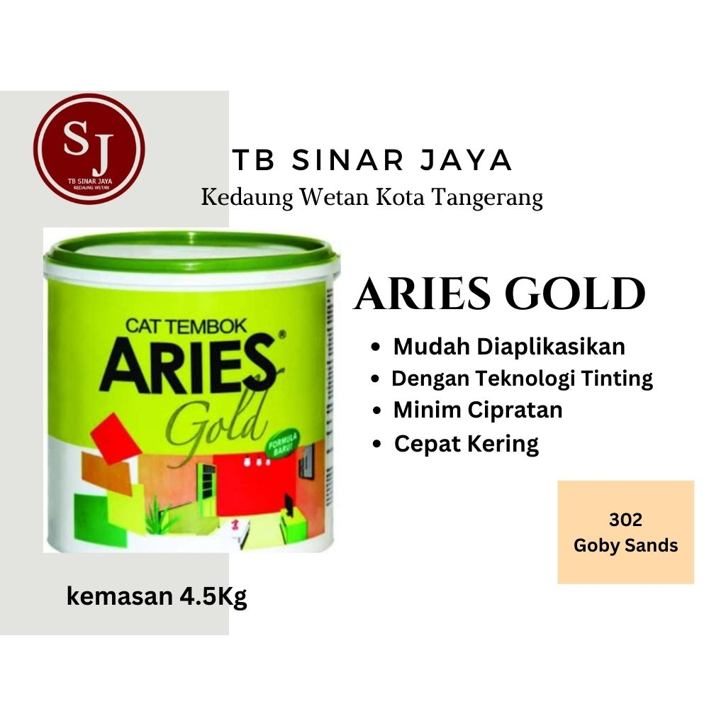 Aries Gold Galon 4.5kg Cat Tembok Dinding Plafon Interior -302 Goby Sands