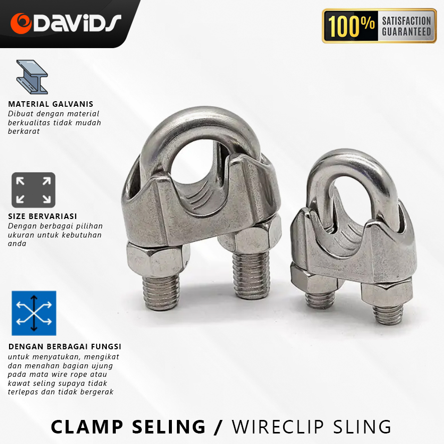 Klem Seling Clamp Sling Kuku Macan Galvanis Wire Rope Clip