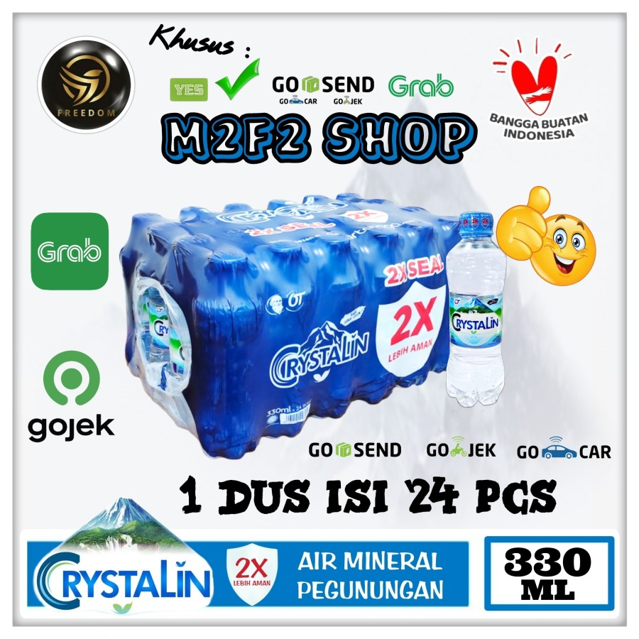 

Air Mineral Crystalline | Crystalin pH8+ Kemasan Botol Pet - 330 ml Kemasan Karton (Khusus Bluebird/Gojek/Grab)