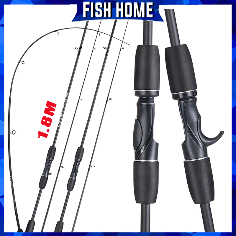 Sougayilang Joran Pancing  1.8M Spinning/Casting Fishing Rod Carbon Fibre 2 Seksi Solid Tip Carbon Fibre Rod Rod Joran Pancing Ultralight Joran Pancing Spinning Casting Murah Joran Pancing