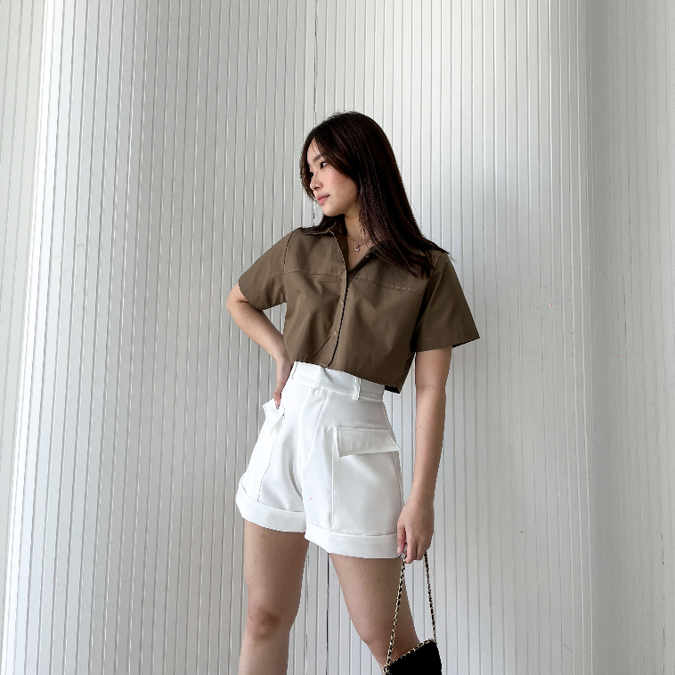 Karra Basic Crop Top / Shirt Korean Style / Crop Top / Kemeja Casual