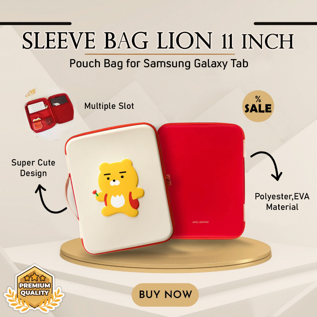 Tas Sleeve Bag for Samsung Tab A8 A7 S6 Lite S8 Handbag Design Lion Singa Sarung Tablet Pouchbag Sle