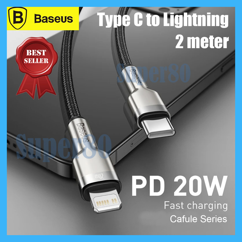 Baseus Cafule Metal PD 20W Type C to Lightning Kabel Charger Fast Charging Cable 1M 2M