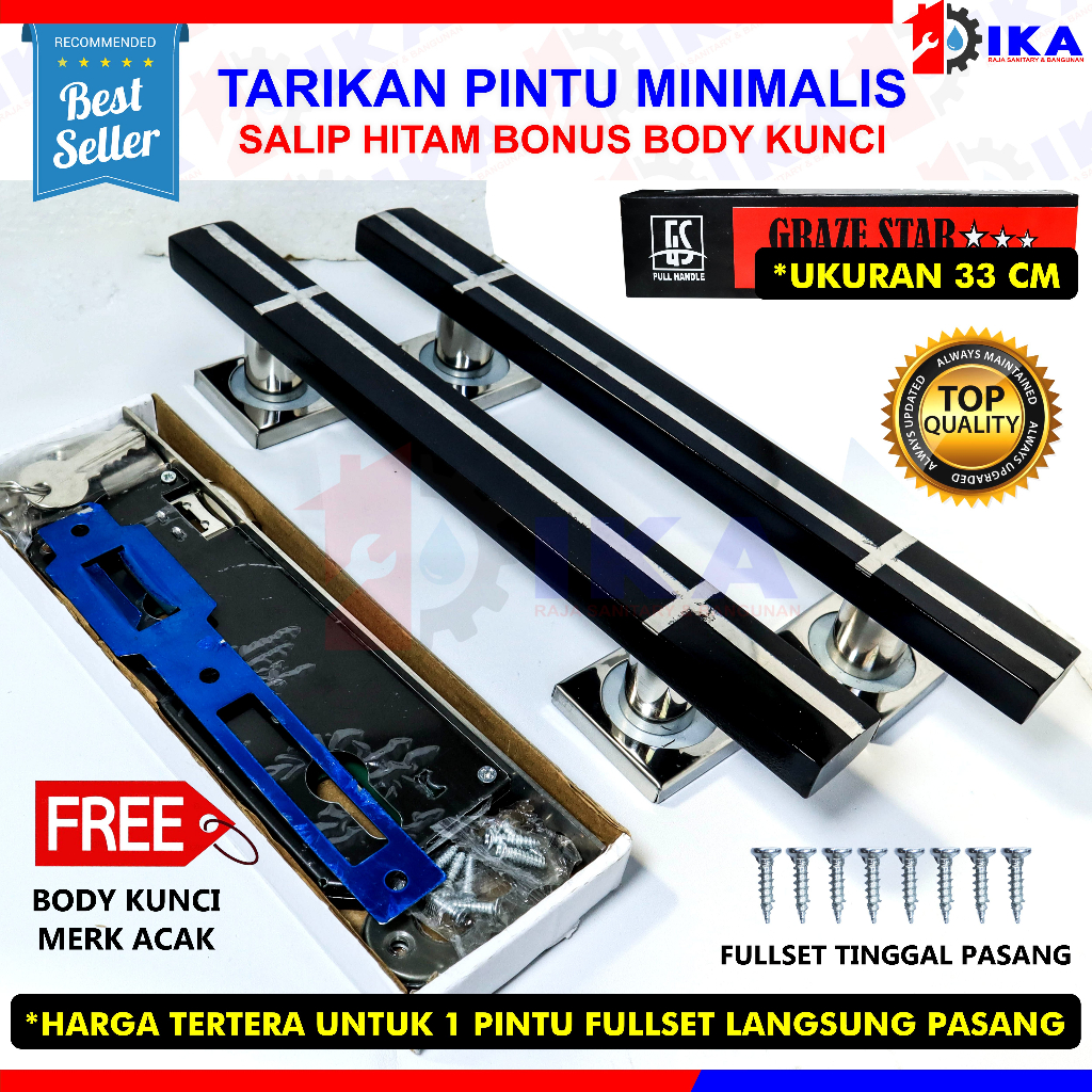 Paket Handle pintu rumah 45cm 42cm dan 33cm body kunci pelor murah minimalis Tarikan pintu Gagang pintu rumah stainless hendel handel pinhandle pintu rumah stainless set body kunci tarikan gagang pintu rumah minimalis pegangan pintu rumah handel hendel pi