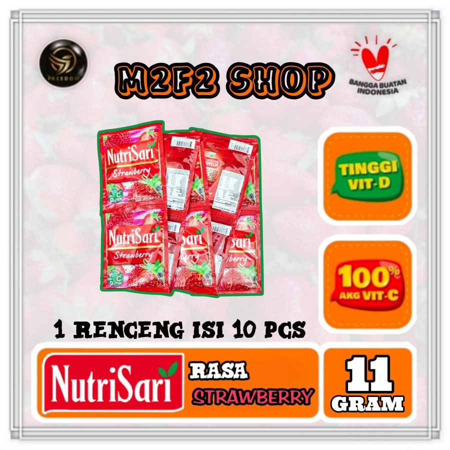 

NutriSari Minuman Serbuk Strawberry | Stroberi Sachet - 11 gr (Kemasan 1 Renceng)