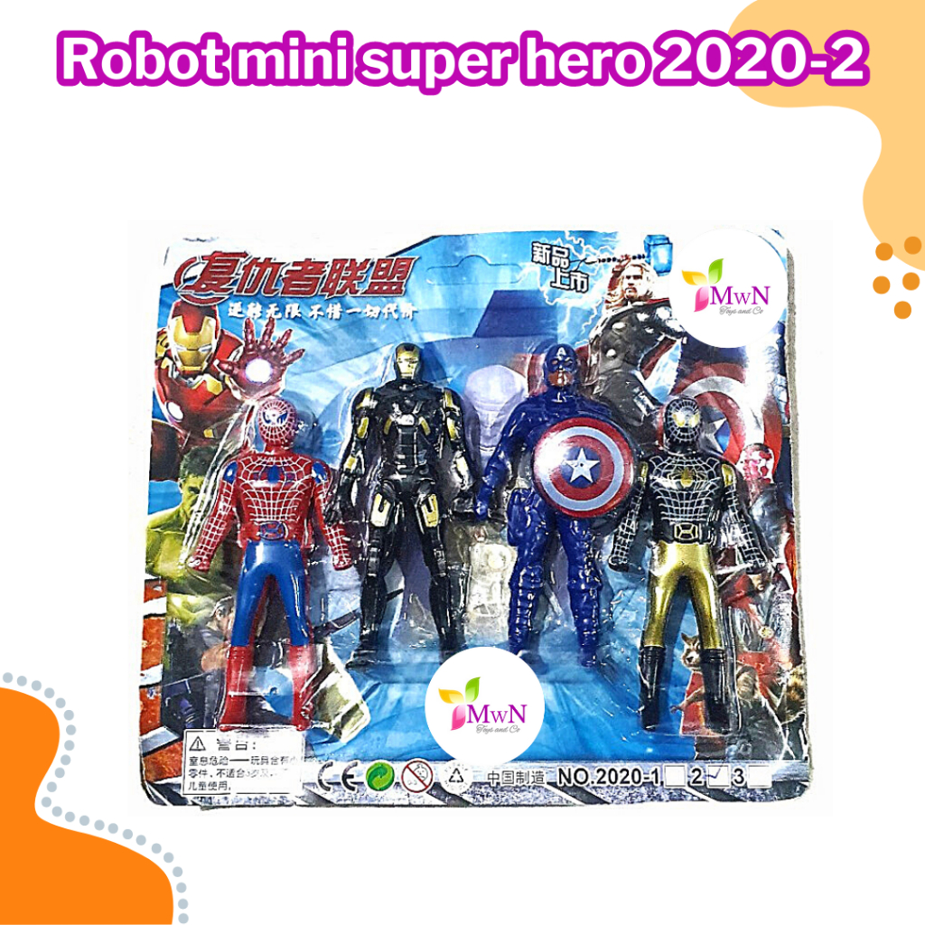 MWN Mainan Robot Mini Super Heroes 4 pcs No.2020-2