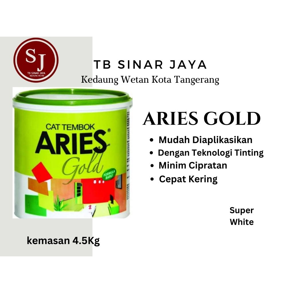 Aries Gold Galon 4.5Kg Cat Tembok Dinding Plafon Interior - Super White