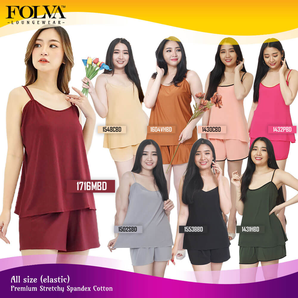 FOLVA Tanktop set celana pendek hotpants baju tidur Spandex Melar