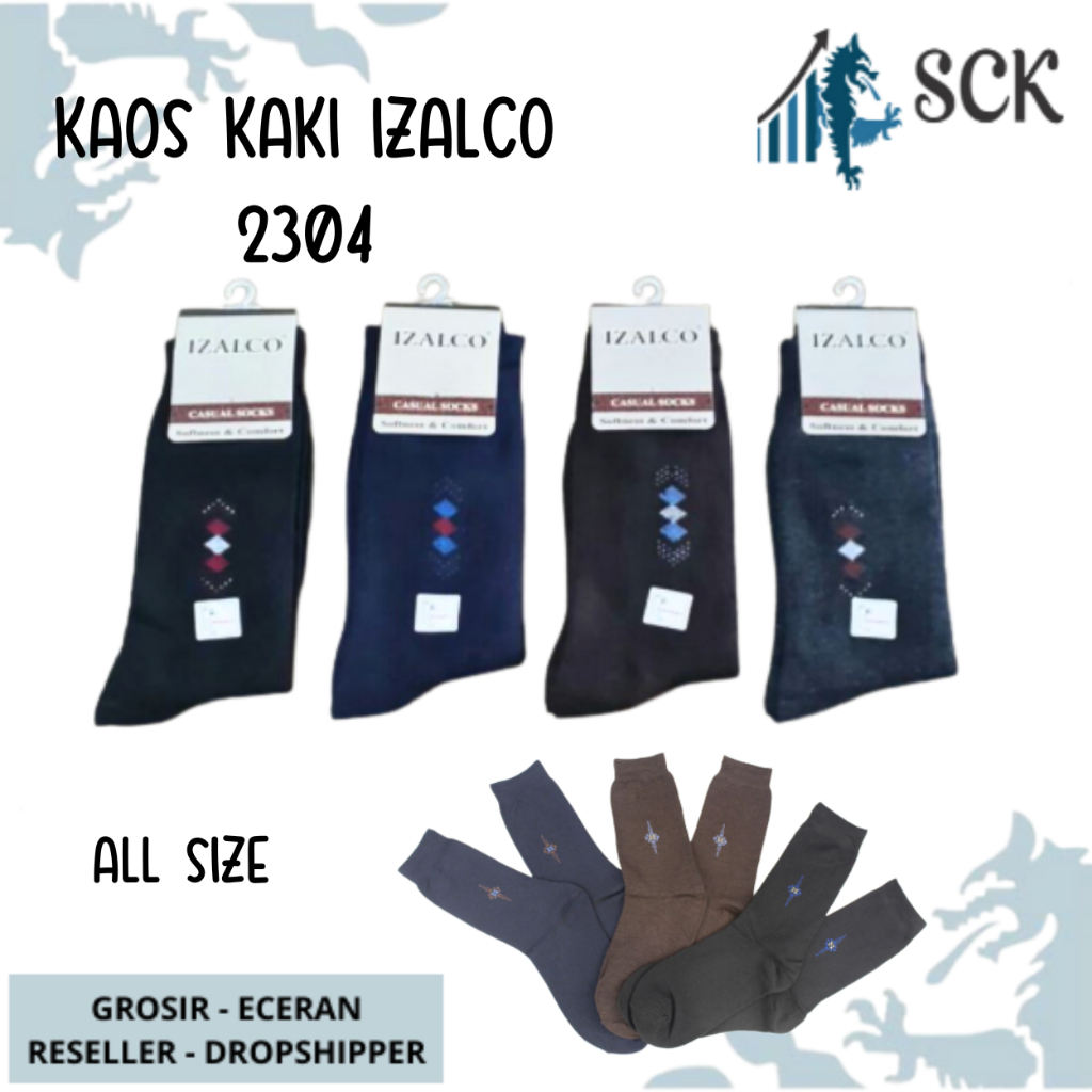 Kaos Kaki Pria IZALCO 2301 2302 2303 2304 Casual Sebetis / Pakaian Kantor - sckmenwear GROSIR