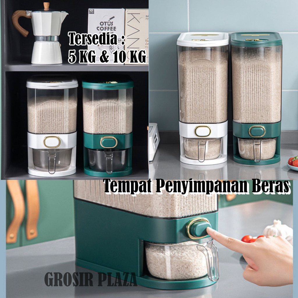 TEMPAT BERAS ESTETIK/TEMPAT BERAS 5KG & 10KG/TEMPAT BERAS PUTIH/RICE STORAGE PR166