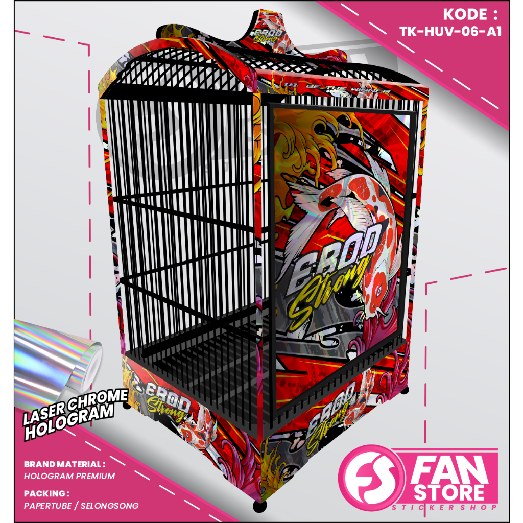 STICKER DECAL SANGKAR KOTAK sangkar EBOD sangkar ORIQ JAYA sangkar Kenari, kacer Hologram UV