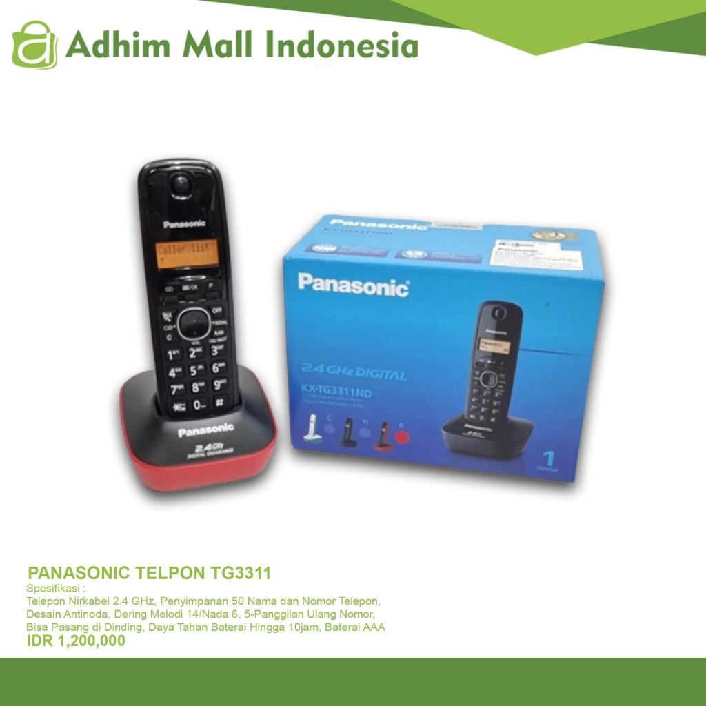 Panasonic Telepon Wireless TG3311 Telpon Wireless KX-TG3311 Garansi