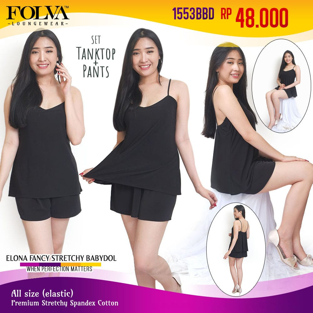 FOLVA Tanktop set celana pendek hotpants baju tidur Spandex Melar