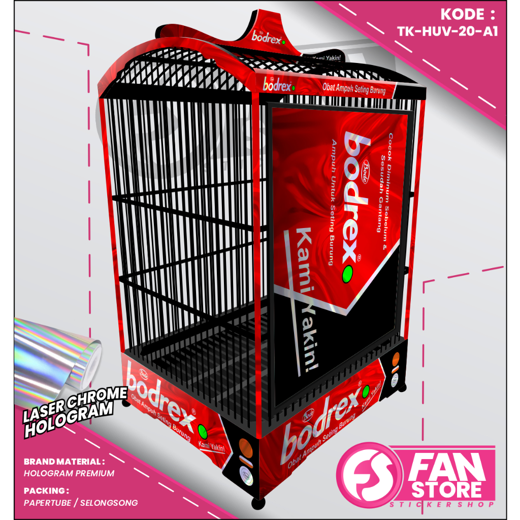 Stiker Decal SANGKAR KOTAK Sangkar EBOD JAYA Hologram UV Maxdecal