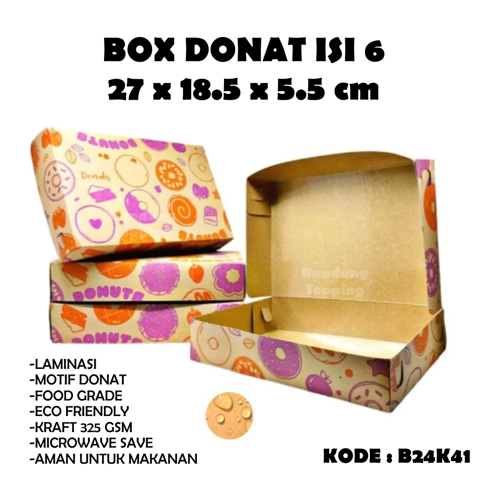 Box Donat Isi 6 Motif/ Kardus Donat B24k41/ PCS