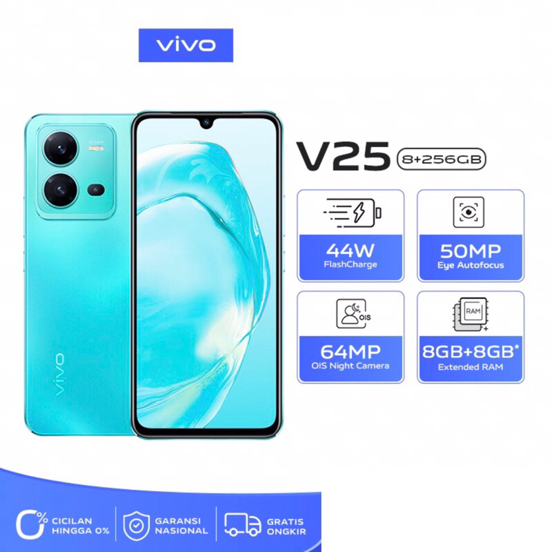 Vivo V25 5G | 8GB+256GB | Dimensity 900 | 64MP Triple Camera | 6.44&quot; AMOLED | NFC | Li-Po 4500mAh | Garansi Resmi Vivo 1 Tahun