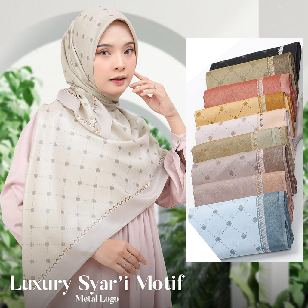 [KHUSUS RANDOM] Jilbab Segiempat Syari  LUXURY PRINT Motif UMAMA LC 130 x 130 cm metal logo bahan Cotton Lurex Glamour original PREMIUM