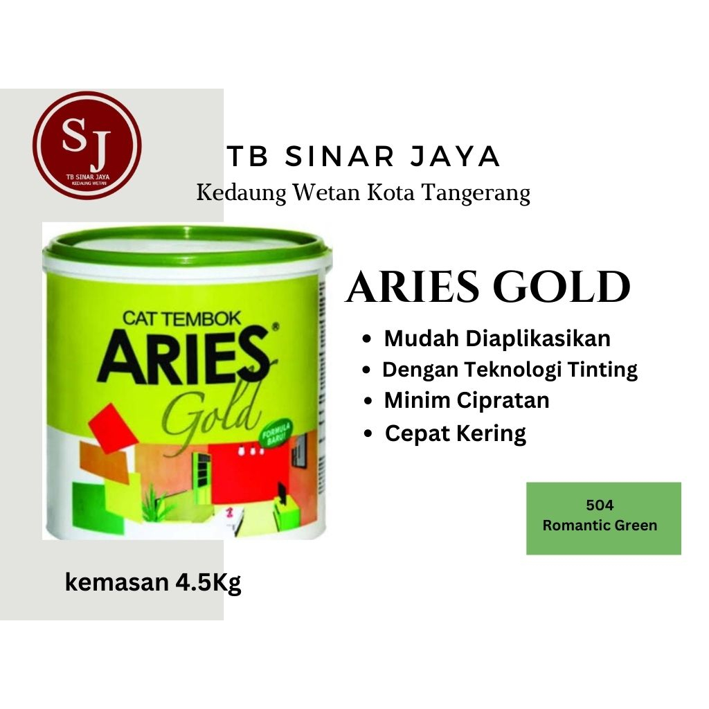 Aries Gold Galon 4.5KG Cat Tembok Dinding Plafon Interior - 504 Romantic Green