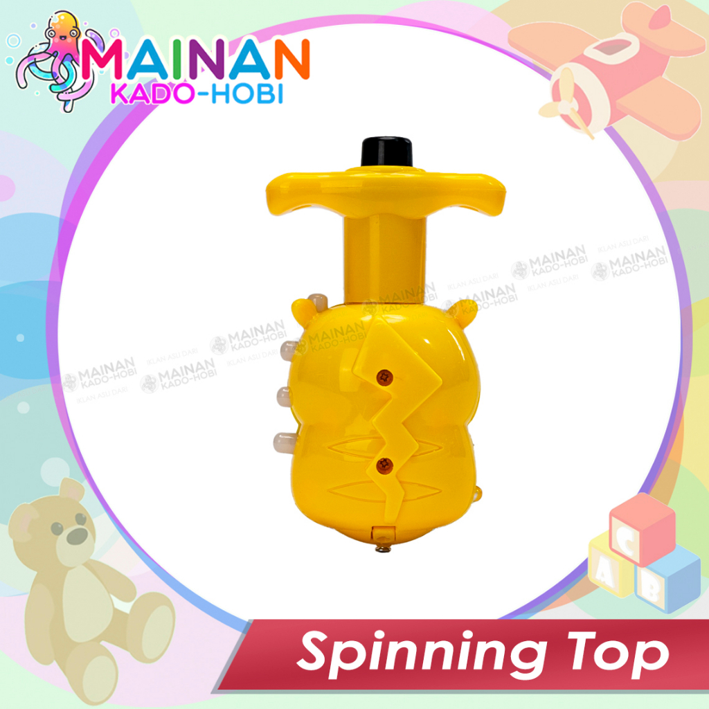 MAINAN MOTORIK ANAK SPINNING TOP GANGSING KARAKTER KARTUN PIKACHU