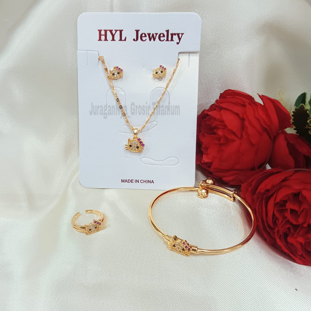 SET LENGKAP ANAK MOTIF VARIASI PERMATA ZIRCON SIMPLE FASHION ANTI KARAT