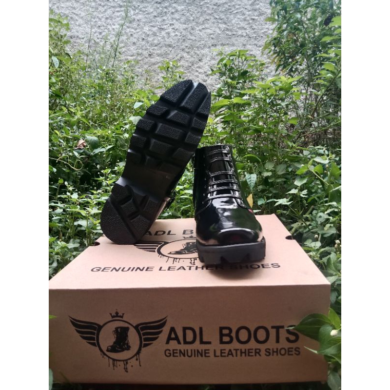 SEPATU PDH KULIT ASLI MENGKILAP TALI VARIASI ADL BOOTS