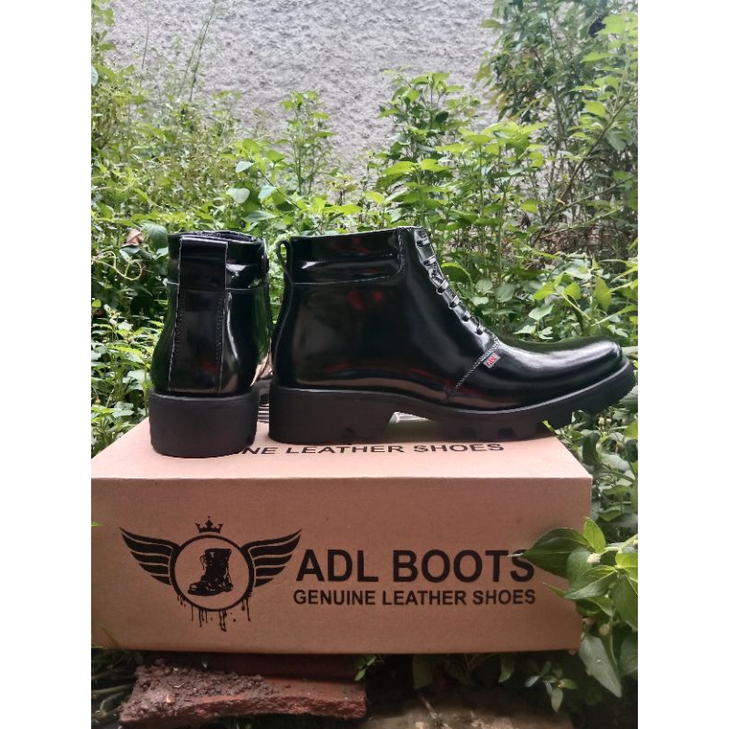 SEPATU PDH KULIT ASLI MENGKILAP TALI VARIASI ADL BOOTS