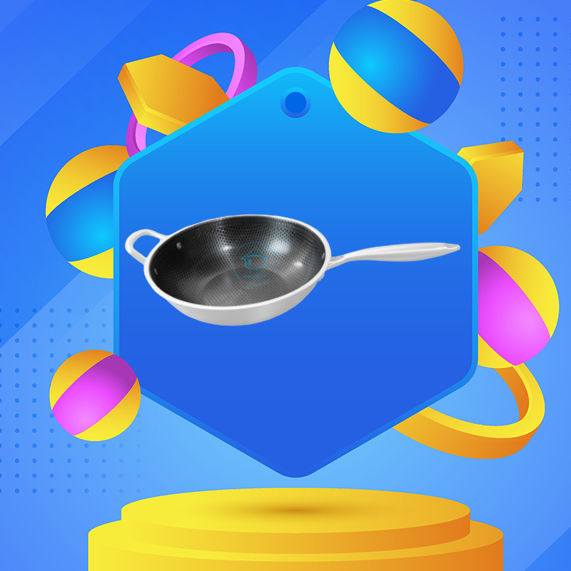 Pamosroom Wajan Penggorengan Honeycomb Hybrid Stainless 32cm Panci Hybrid Non Stick Wok Pan Anti Len